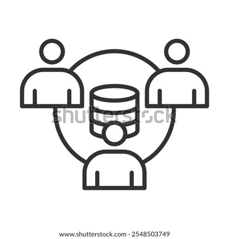 Users database, icon in line design. Users, database, information, storage, management, records, system on white background vector. Users database editable stroke icon