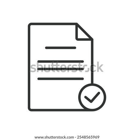 Documents done, icon in line design. Documents, done, file, completed, folder, office, task on white background vector. Documents done editable stroke icon