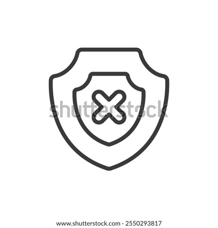 Canceled insurance, icon in line design. Canceled, insurance, policy, termination, refund, void, coverage on white background vector. Canceled insurance editable stroke icon