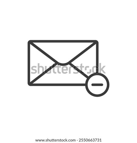 Delete email, icon in line design. Delete, email, remove, trash, discard, clear, erase on white background vector. Delete email editable stroke icon