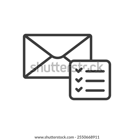 Description of the email attachments, icon in line design. Email, attachment, file, document, description, on white background vector. Description of the email attachments editable stroke icon