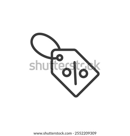 Discount tag, icon in line design. Discount, tag, sale, offer, price, label, promotion on white background vector. Discount tag editable stroke icon