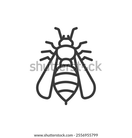 Wasp, icon in line design. Wasp, insect, sting, wings, hive, yellow, predator on white background vector. Wasp, editable stroke icon