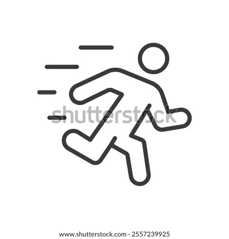 Run away icon in line design. Run, escape, flee, dash, sprint, avoid, quick on white background vector. Run away editable stroke icon