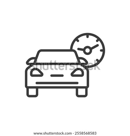 Car clock, icon in line design. Car, clock, time, speedometer, dashboard, timer, vehicle on white background vector. Car clock, icon in line design editable stroke icon