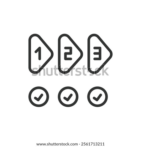 Three steps forward, icon in line design. Three steps forward, progress, forward movement, advancement, growth, improvement, steps on white background vector. Three steps forward editable stroke icon