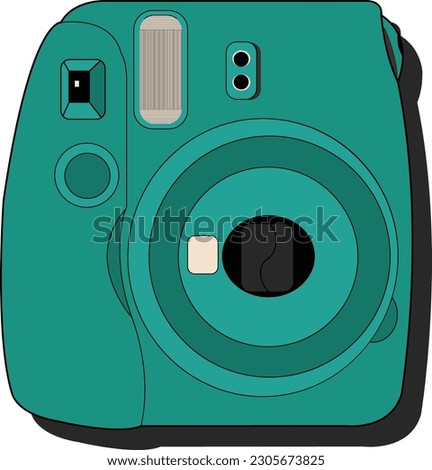 Instant camera with fun camera style with trendy tosca color. For getting bright photos anywhere in the day or night