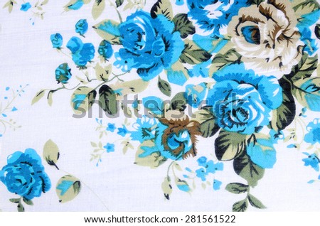 Vintage rose paint on fabric background