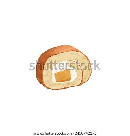 Swiss roll slice, illustration, vector on white background
