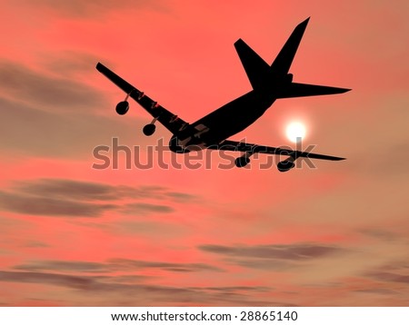 Passenger Airliner taking off and cruising