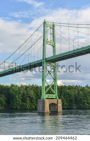 The Thousand Islands Bridge. An international bridge system constructed in 1937 over the Saint Lawrence River connecting northern New York in the United States with southeastern Ontario in Canada.