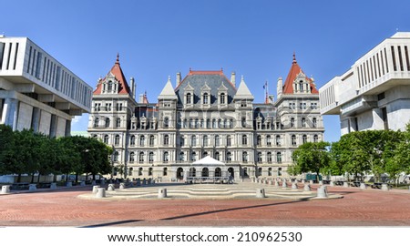 The New York State Capitol Building in Albany, home of the New York State Assembly.