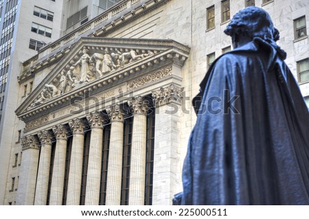 NEW YORK CITY - SEPTEMBER 27: Wall Street on September 27, 2014 in New York, NY. Wall St is the home of New York Stock Exchange, the world\'s largest stock exchange by market capitalization.
