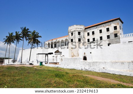Elmina Castle (also called the Castle of St. George) is located on the Atlantic coast of Ghana west of the capital, Accra. It is a UNESCO World Heritage Site.