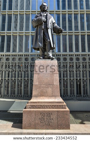 Monument to Cornelius Vanderbilt before Grand Central Station in memory as the Founder of the New York Central LInes.