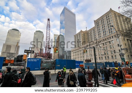 NEW YORK, NEW YORK - JANUARY 13, 2010: World Trade Center under construction in New York City.