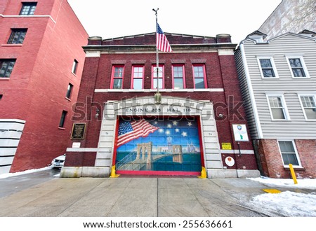 BROOKLYN, NEW YORK - FEBRUARY 22, 2015: Old fire house in Brooklyn, New York.