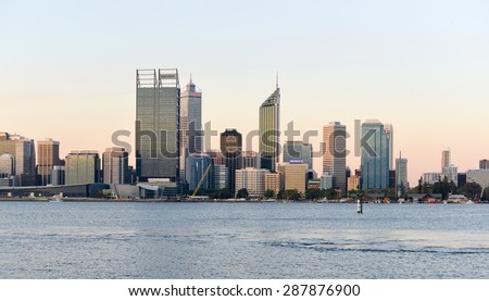 Perth, Australia - November 17, 2012: Perth, Western Australia skyline across the Swan River.
