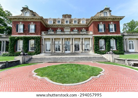 Old Westbury, New York - July 3, 2015: Long Island Gold Coast Mansion at Old Westbury Gardens