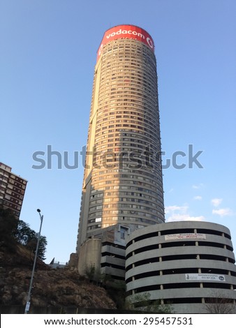 Johannesburg, South Africa - September 12, 2012: Ponte City Building at sunset. Ponte City is a famous skyscraper in the Hillbrow neighbourhood of Johannesburg.