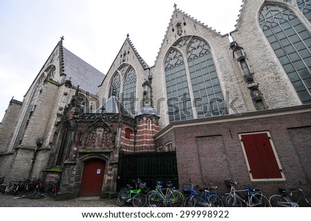 Amsterdam, Netherlands - February 24, 2012: The 800-year-old Oude Kerk (\