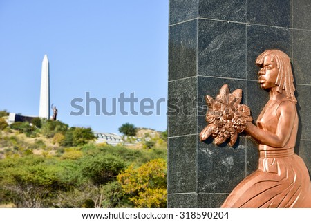Windhoek, Namibia - May 25, 2015: Heroes' Acre is an official war memorial of the Republic of Namibia
