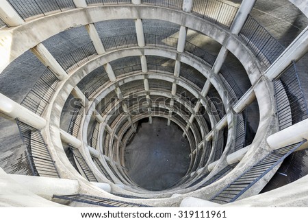 Johannesburg, South Africa - May 25, 2015: Parking lot in Ponte City Building. Ponte City is a famous skyscraper in the Hillbrow neighbourhood of Johannesburg.