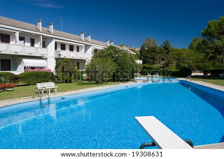 beautiful swimming pool with diving board