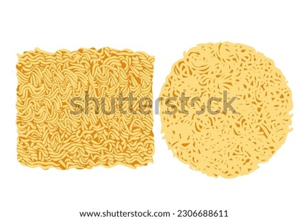 instant noodles cube isolated on white background, illustration ramen cubes or noodle for clip art, instant noodle rectangular block for fast food,	