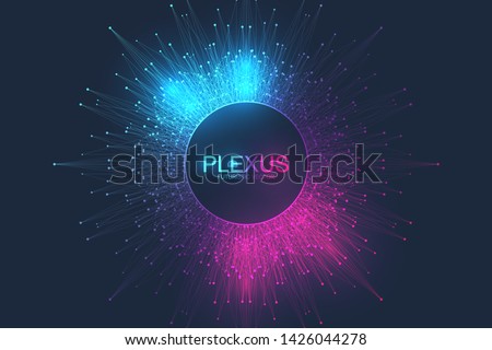 Abstract plexus background with connected lines and dots. Molecule and communication background. Graphic background for your design. Lines plexus big data visualization. Vector illustration.