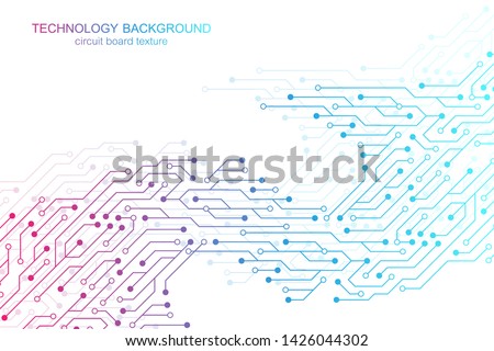Computer motherboard vector background with circuit board electronic elements. Electronic texture for computer technology, engineering concept. Motherboard computer generated abstract illustration.