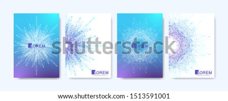 Modern vector template for brochure, leaflet, flyer, cover, banner, catalog, magazine, or annual report in A4 size. Futuristic science and technology design. Presentation with mandala. Lines plexus.