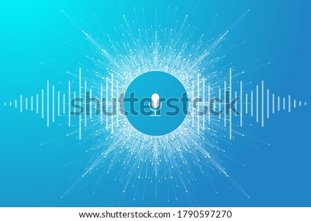 Voice assistant concept. Vector sound wave. Voice and sound recognition equalizer wave flow background. Personal assistant and voice recognition concept gradient vector illustration