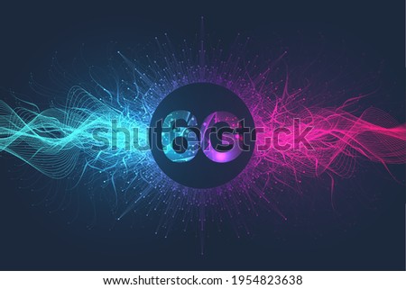 Concept of future technology 6G network wireless systems. The concept of 6G network, high-speed mobile Internet, new generation networks. Banner. Vector illustration