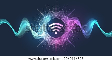 Wi-Fi wireless connection concept. Wireless Wi-Fi icon sign for remote internet access. Wi-Fi wireless network signal technology internet concept. High Internet speed. Vector illustration
