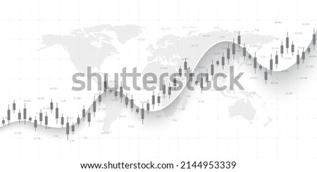 Financial chart background with uptrend line graph. Business candle stick graph chart of stock market investment trading. Vector illustration.