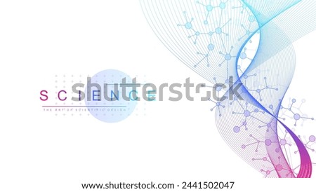 DNA Abstract Background with Deoxyribonucleic Acid Structure and Cell Molecules For Science Research and Gene genetic, Healthcare, and Medicine Design.