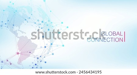 Global network connection banner design template. Header social network communication in the global business concept. Big data visualization. Internet technology.