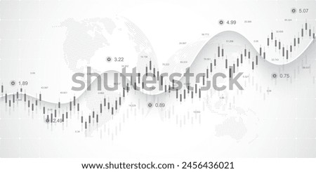 Stock market or Forex trading graph in graphic concept for financial investment or economic trends business idea design. Worldwide finance background. Vector illustration.