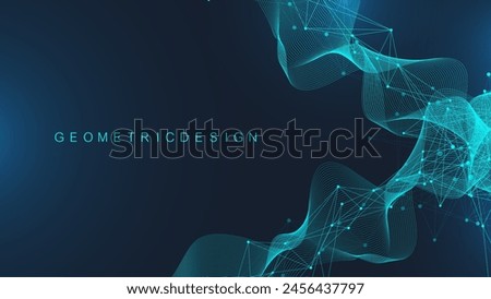 Abstract tech network connection dots. Digital technology and big data analysis background. White background with plexus lines. Geometric background with abstract mesh.