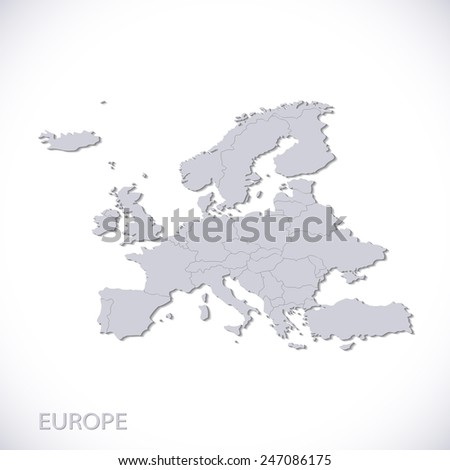 Europe map gray. Vector political with state borders. ストックフォト © 