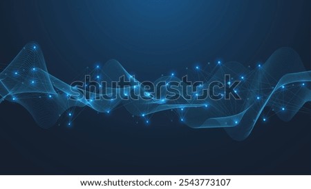 Digital network connect data lines and dots technology background template. Plexus effect. Polygonal concept connection background for your presentation