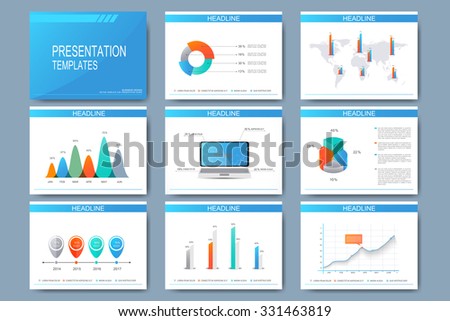 Big set of vector templates for presentation slides. Modern business design with graph and charts.