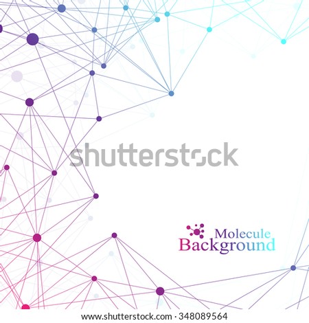 Colorful graphic background molecule and communication. Connected lines with dots. Vector illustration.