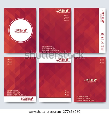 Modern vector templates for brochure, flyer, cover magazine or report in A4 size. Business, science, medicine and technology design .  Background with red triangles.