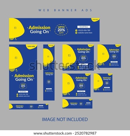 Admission Web Banner Ads. School Web Banners Set And School Admission Website Banner Set Template.