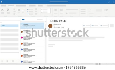 Outlook interface layout, outlook mail icon and outlook icon mail template, outlook and interface mail icon Imagine de stoc © 