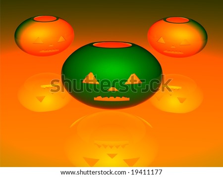 Image of a three pumpkin by a holiday halloween.