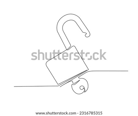 Continuous one line drawing of padlock. Portable lock line art vector illustration. Security and protection concept. Editable stroke.	