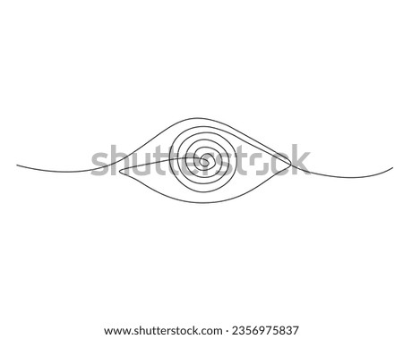 Continuous one line drawing of human eye. Visual concept , human eye outline vector illustration. Editable stroke.